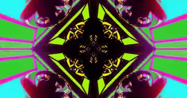 Dinamik geometrik şekiller ve renklerle dolu canlı bir tünel sorunsuzca akıyor..