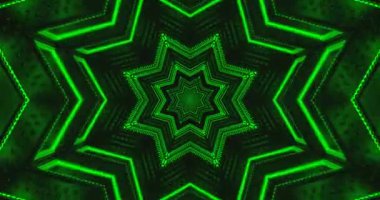 Bu kusursuz döngülü video, dikkat çeken ve atmosferi geliştiren, yıldız desenli canlı bir yeşil tünel sergiliyor..