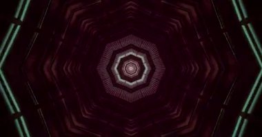 Kesişen geometrik desenler ve hareket ve derinliği çağrıştıran canlı renklerle dolu kusursuz bir döngü tünelinde büyüleyici bir görsel yolculuk yaşayın..