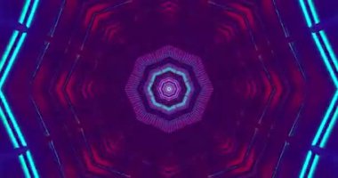 Bu kusursuz döngü büyüleyici bir tünel sergiliyor canlı yeşil ve mor renklerle dolu, büyüleyici bir görsel deneyim yaratıyor..