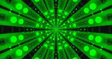 Bu görsel özellik, dinamik ışık ve desenlerle dolu, ekran koruyucu gösterimler ve sanatsal ortamlar için mükemmel, kusursuz döngüsüz bir yeşil tünele sahiptir. Canlı tasarım derinlik ve hareket yaratır..