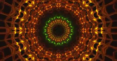 Bu canlı video döngüsü, sıcak ve serin renklerde titreşen karmaşık desenli büyüleyici bir tünel içeriyor. Ekran koruyucular için tasarlanmış çekici bir görsel deneyim yaratıyor..