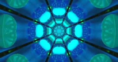 Bu büyüleyici video, parlak mavi şekiller ve canlı yeşil aksanlarla süslenmiş kusursuz bir tünel döngüsünü içeriyor. Görüntüleri büyülemek için ekranınızı geliştirmek için ideal.