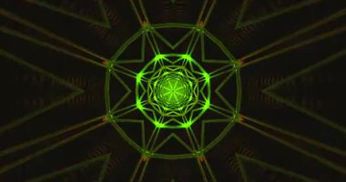 Yeşil, sarı ve kırmızı renkli neon desenleri gösteren canlı bir tünel video döngüsü deneyin. Bu kusursuz görsel ekran büyüleyici ve sürükleyici bir atmosfer yaratır..