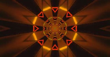 Parlak turuncu ve kırmızı renkli büyüleyici bir tünel sahnesi ekran koruyucu için mükemmel, kusursuz bir video döngüsü yaratır. Geometrik şekiller göz alıcı bir ekran için derinlik ve hareket ekler.