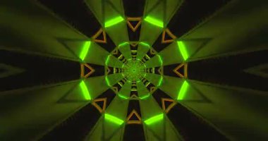 Bu büyüleyici tünel video döngüsü, dinamik ve büyüleyici bir atmosfer yaratarak yeşil ve turuncu ışıklardan oluşan canlı bir dizi gösteriyor. Ekran koruyucu kullanımı için ideal.