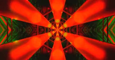 Parlak borulardan oluşan ve kusursuz döngü hareketleriyle büyüleyici bir atmosfer yaratan görsel olarak çarpıcı bir tünel deneyin. Kırmızı ve yeşil ışıklar sahneye enerji veriyor..