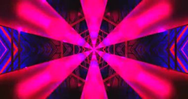 Renkli ışık ve desenlerin dinamik bir görüntüsü tünele benzer bir yapıda akar ve büyüleyici bir görsel döngü yaratır. Canlı kırmızı ve morlar büyüleyici bir atmosfer yaratıyor..