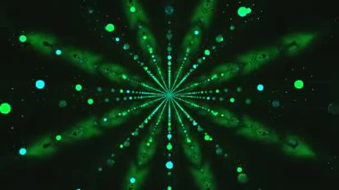 Parlayan yeşil küreler ve parçacıklar tünelden geçerken büyüleyici bir görsel yolculuk yaşayın. Bu kusursuz döngü dijital keşif ve hareketin özünü yakalar..