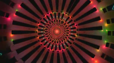 Canlı renkler ve parlak ışıklarla dolu büyüleyici bir tünel. Kusursuz döngü izleyicileri kendine çeken büyüleyici bir spiral etki yaratır. Sonsuz derinlik ve hareket hissi verir..