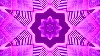 Pürüzsüz bir tünel video döngüsünün çarpıcı mor geometrik şekillerle ortaya çıkışını izleyin. Bu görsel ekran ekran koruyucular veya video sanatı için mükemmel çekici bir atmosfer yaratır..