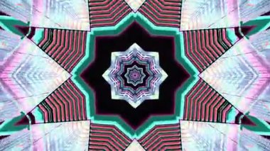 Bu dinamik video döngüsü, büyüleyici bir görsel dünyaya açılan sonsuz bir tünel simülasyonu yaparak canlı renkler ve geometrik desenlerin kusursuz bir karışımını gösteriyor..