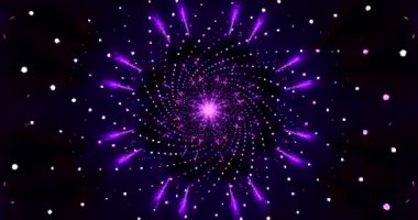 Renkli ışıklar titreşiyor ve tünele benzer bir şekilde kayıyor, büyüleyici bir görsel döngü yaratıyor. Tasarım parlak yeşillikler ve morlar içeriyor..