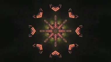 Kusursuz bir video döngüsü dinamik geometrik şekiller ve parlak neon renklerle dolu bir tünel gösteriyor. Görseller sürekli akıyor, büyüleyici bir tasarımla atmosferi güçlendiriyor..