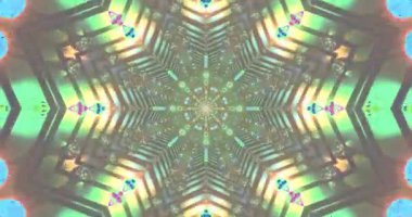 Dinamik video döngüsü geometrik şekilli renkli bir tünel sunar. Tasarım canlı renkler ve büyüleyici bir yapı içeriyor. Etkileyici bir ekran koruyucu deneyim yaratmak için mükemmel..
