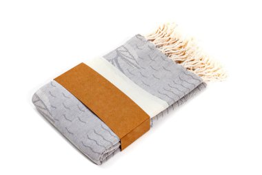 Peshtemal Türk havlusu spa, plaj, havuz, hafif seyahat, sağlıklı moda ve hediyeler için renkli tekstil katlandı. Geleneksel Türk hamamı malzemesi, eşarp