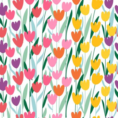 Paskalya tatili için sevimli tavşanlarla kusursuz bir arka plan. Kart, duvar kağıdı ve dekorasyon için çocukça baskı