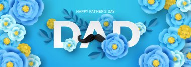 Sosyal medya reklamları için Babalar Günü indirimi şablonu, davetiye ya da kağıt sanatları arka planında poster tasarımı. 