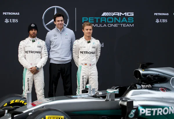 Mercedes AMG F1 новий автомобіль презентація — стокове фото