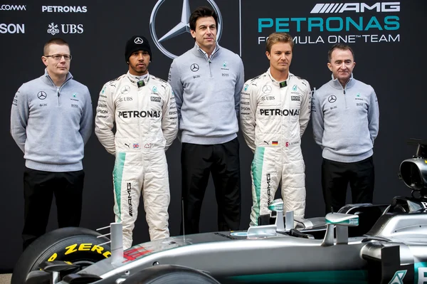 Mercedes AMG F1 nowy samochód Prezentacja — Zdjęcie stockowe