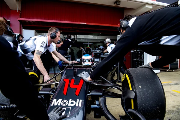 FERNANDO ALONSO (MclarEN HONDA) การทดสอบ F1 — ภาพถ่ายสต็อก