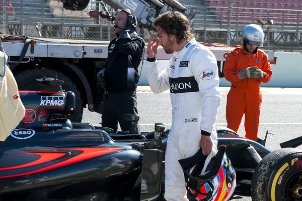 Fernando Alonso (迈凯轮本田)-F1 测试 — 图库照片
