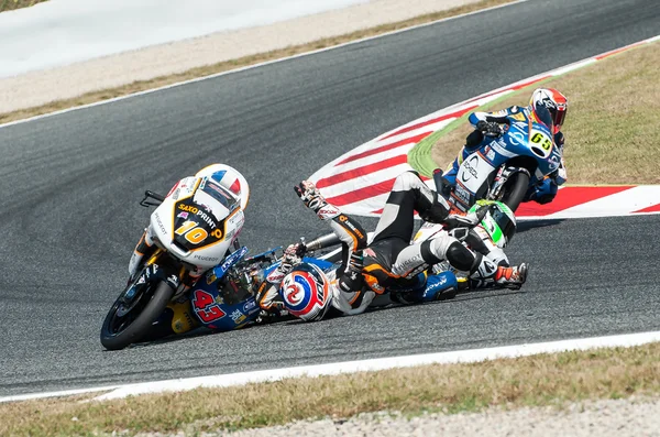 Gp de Moto GP Catalunha - acidente de corrida de Moto 3 — Fotografia de Stock