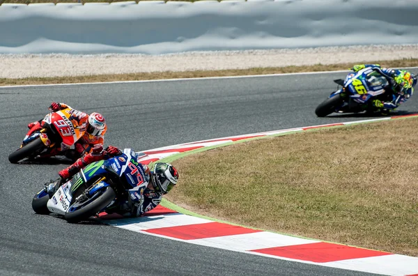 Gp catalunya moto gp - jorge lorenzo, marc marquez und valentino rossi — Stockfoto