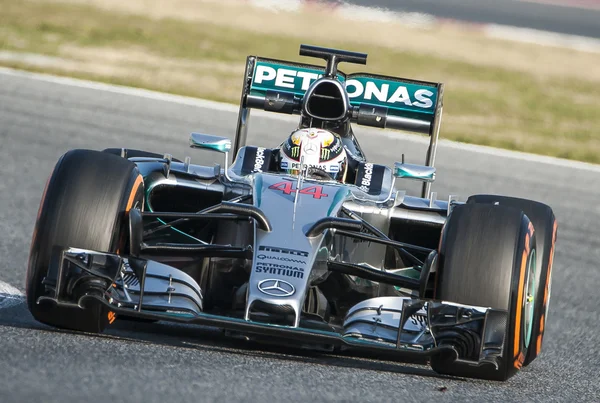 FORMULA UM DIAS DE ENSAIO. LEWIS HAMILTON — Fotografia de Stock