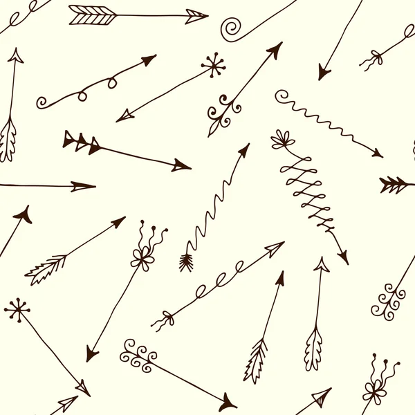 Modèle sans couture vectoriel avec des flèches dessinées à la main sur  . — Image vectorielle