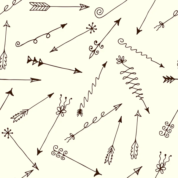 Padrão sem costura vetorial com setas desenhadas à mão em  . —  Vetores de Stock