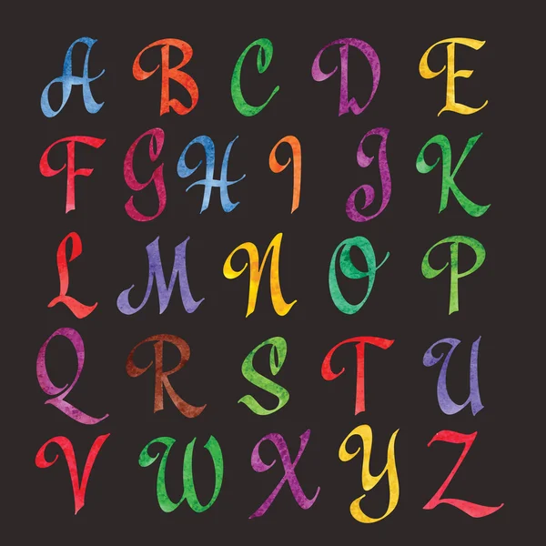 Farbenfrohes Aquarell-Alphabet. — Stockvektor