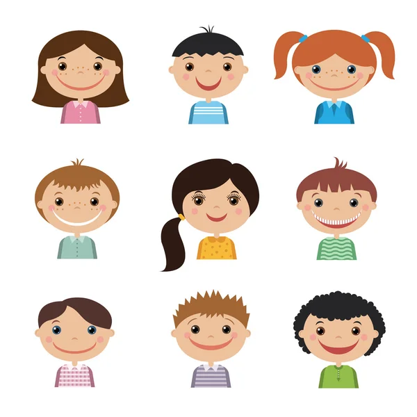 Set of smiling kids — Stock Vector