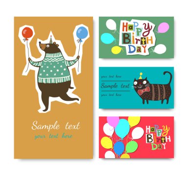 Doğum günü tebrik kartının vektör illüstrasyonu