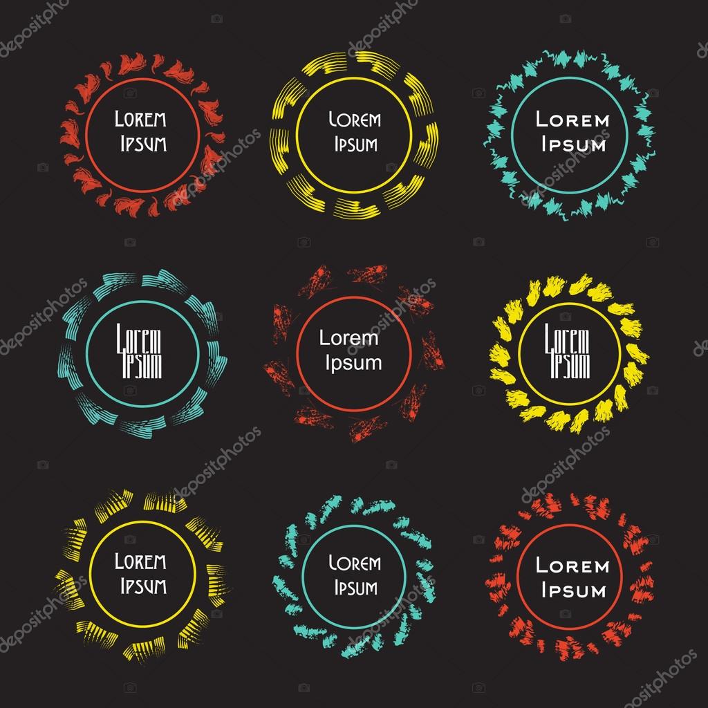 Artistic grunge brush texture and grunge ink frame . Set of vector ink brushes. Collection crafted custom ink texture for logos, banners and headlines.