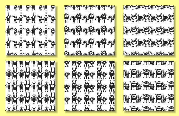 Padrão sem costura com monstros ilustração vetorial — Vetor de Stock