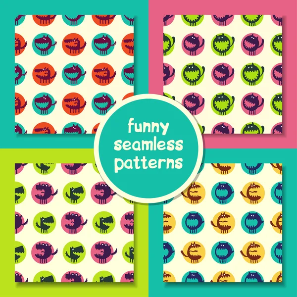 Seamless pattern with monsters vector illustration — Stock Vector