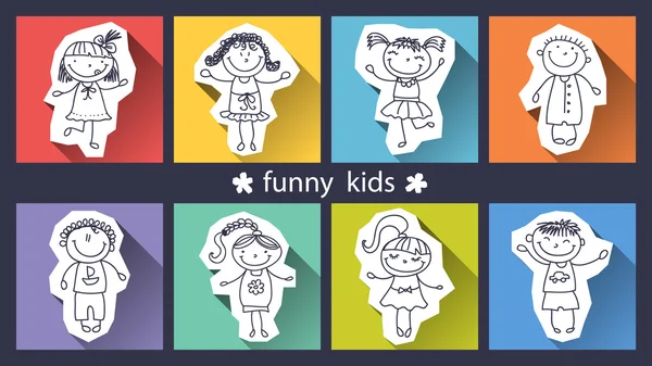 Zestaw funny Kids na tle — Wektor stockowy