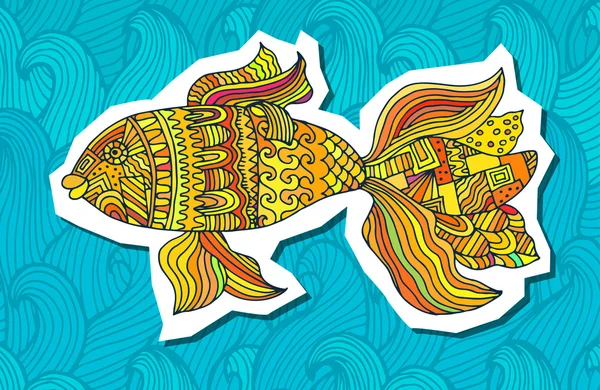 Peces pintados a mano. Artes gráficas — Vector de stock