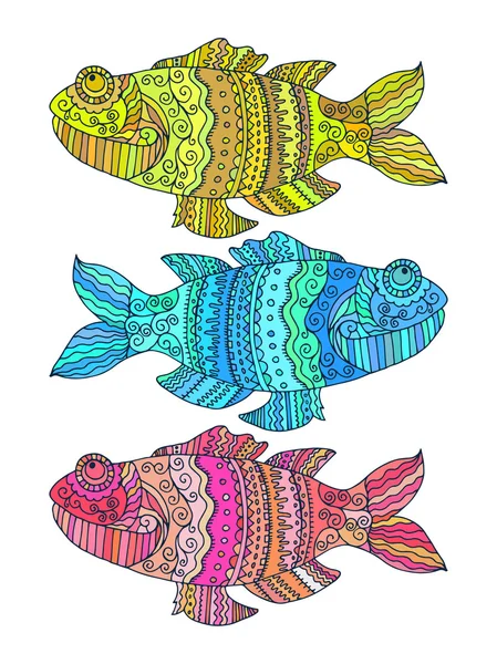 Peces pintados a mano . — Vector de stock