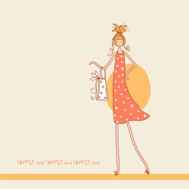 bir hediye ile uzun kız