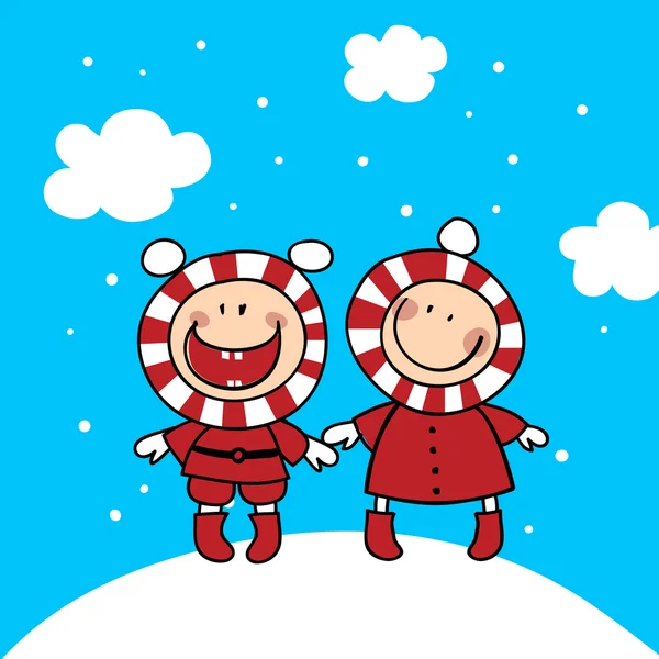 Children dressed as Santa 1 — Stock Vector
