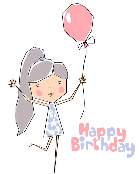 Girl with a balloon — Stock Vector