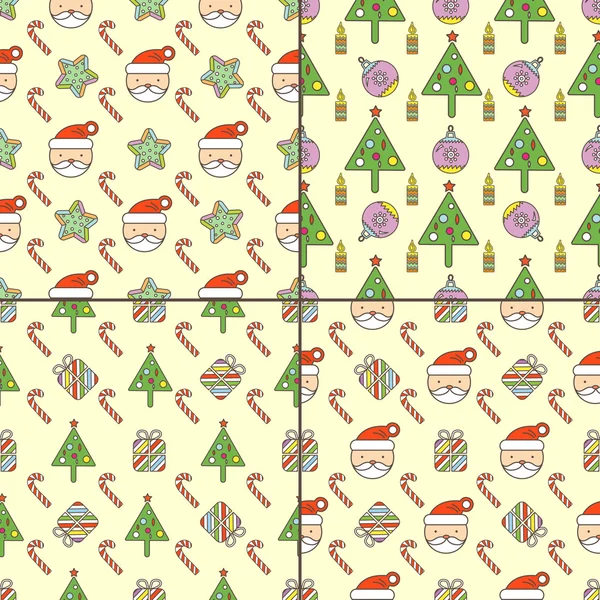 Conjunto de patrones sin costura de Navidad — Vector de stock