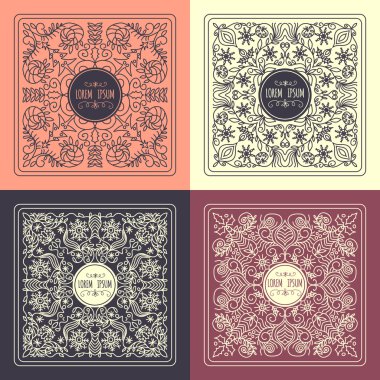 Vektör desen trendy mono çizgi stili ayarla
