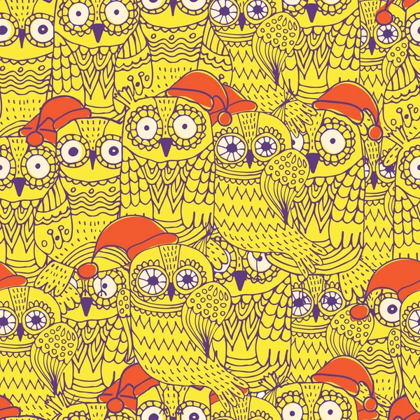 Vector seamless pattern with cute owls — Stock Vector