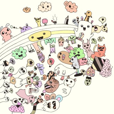 Komik doodle vektör çizim vektör çizgi film