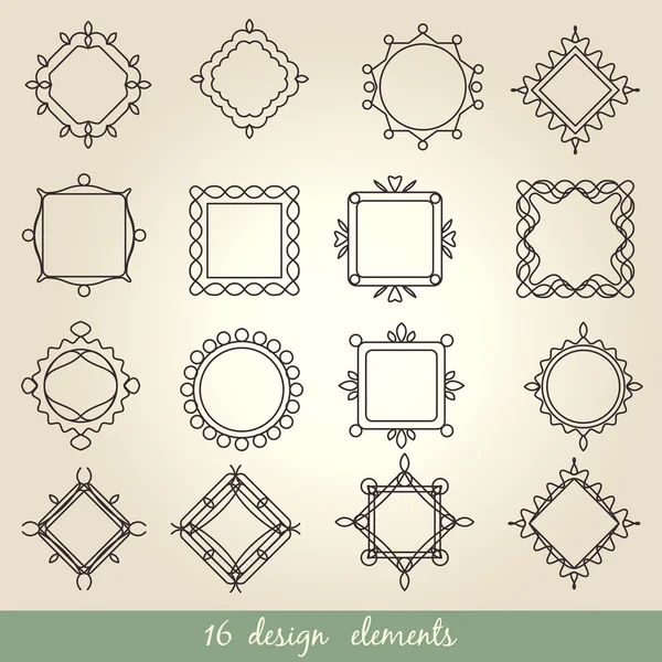 Conjunto de elementos caligráficos vintage. Adorno de marco vectorial — Archivo Imágenes Vectoriales