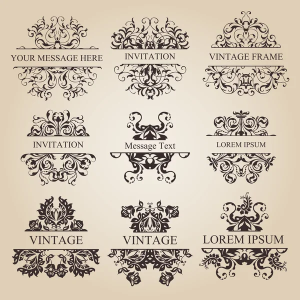 Calligraphic elements vintage set . Vector frame ornament — Stock Vector