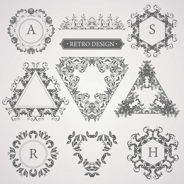 Calligraphic elements vintage set . Vector frame ornament — Stock Vector